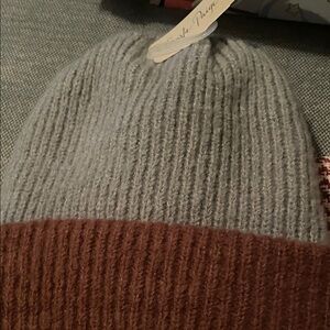 Charlie Paige Gray and Brown Knit Beanie